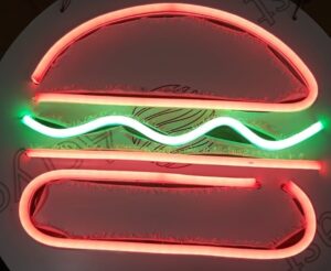 Single Colour Neon Sign - Burger and Fries