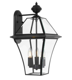Outdoor Wall - RYE Exterior Black Hexagon 3 holder in Black/Clear